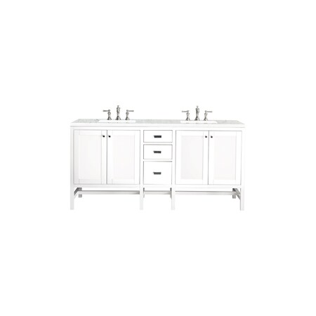 James Martin Vanities Addison 72in Double Vanity, Glossy White w/ 3 CM Eternal Jasmine Pearl Quartz Top E444-V72-GW-3EJP